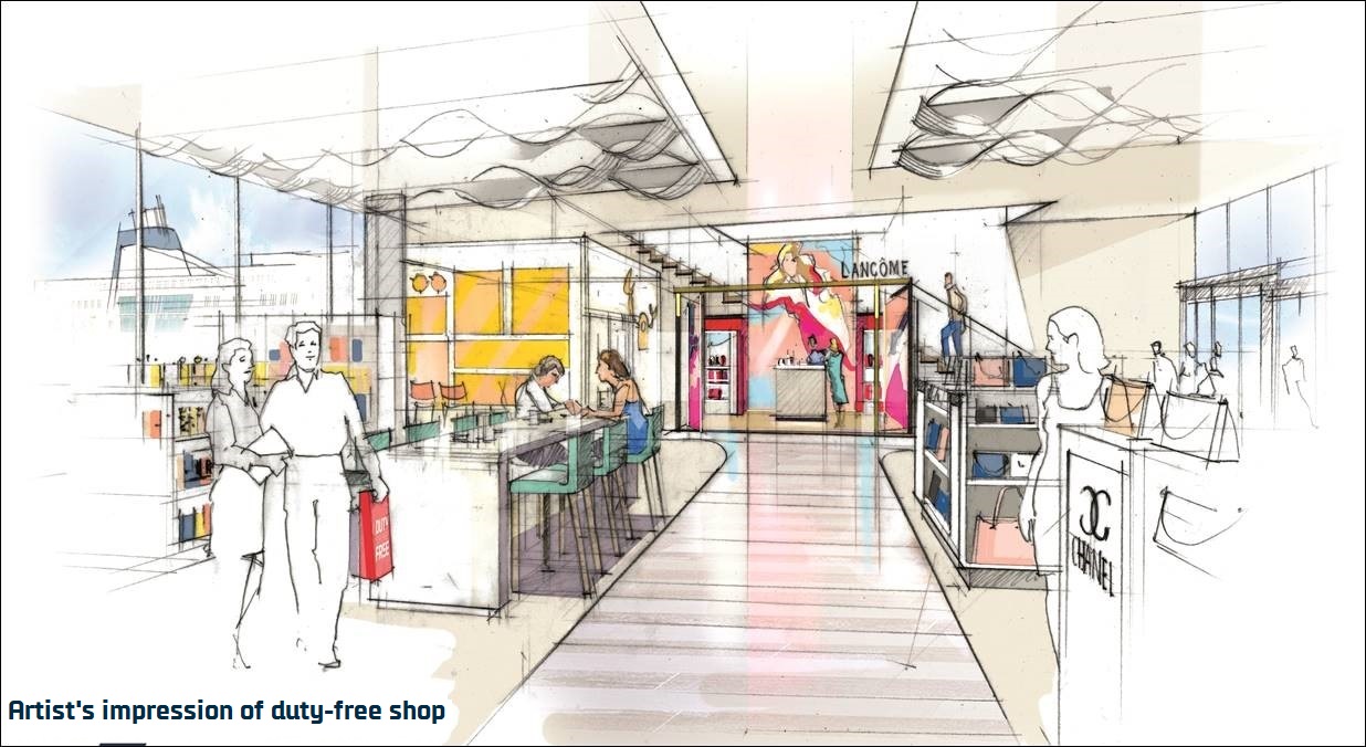 Artist's impression of duty free shop