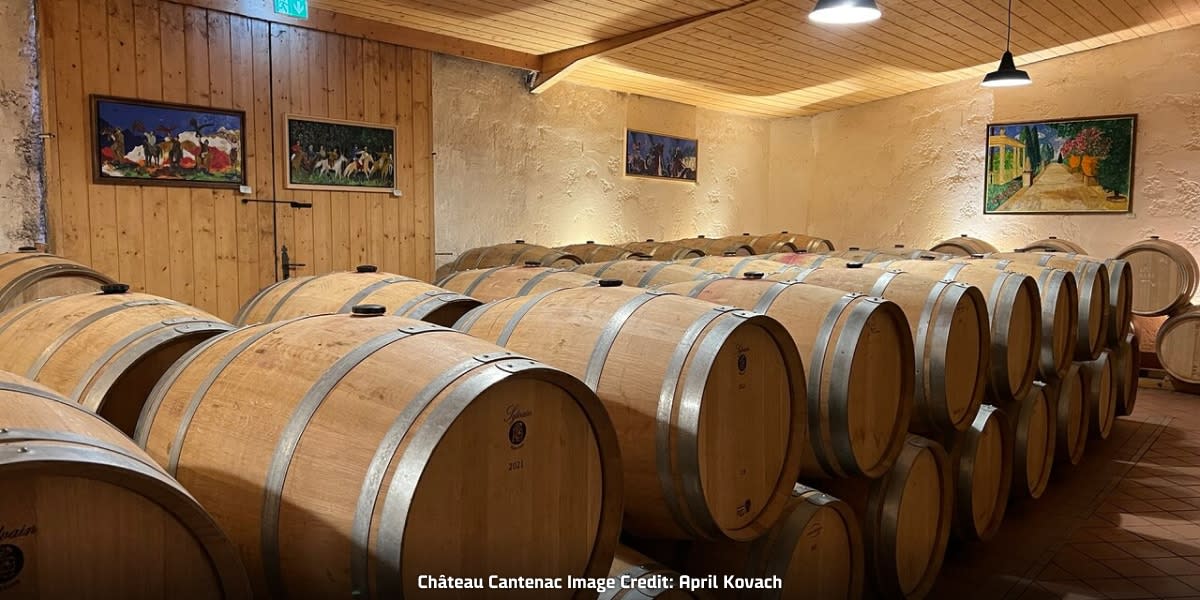 Château Cantenac wine barrels, France