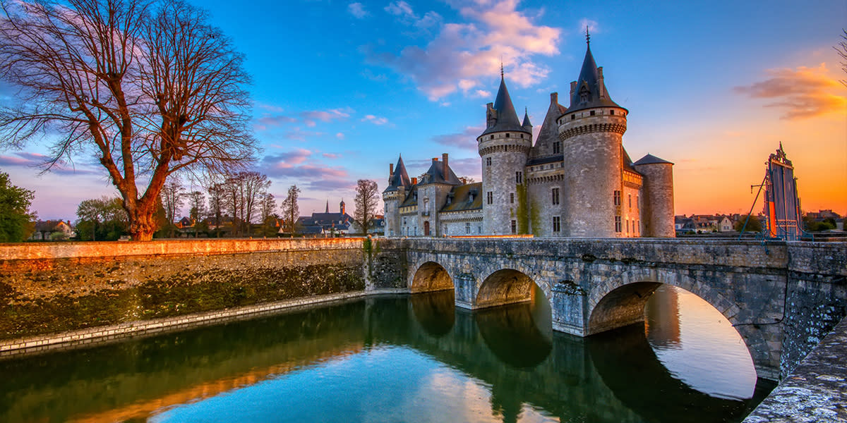 French château at sunset