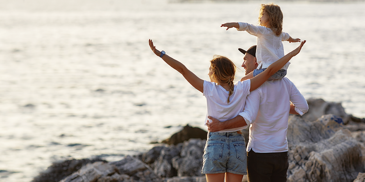 Family near the sea