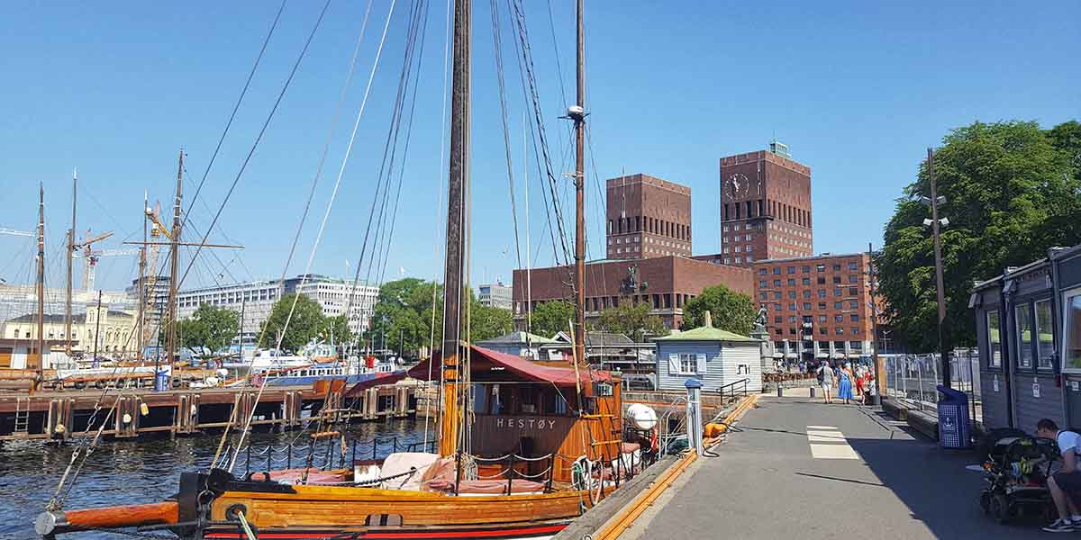 Oslo harbor with the town hall in the background