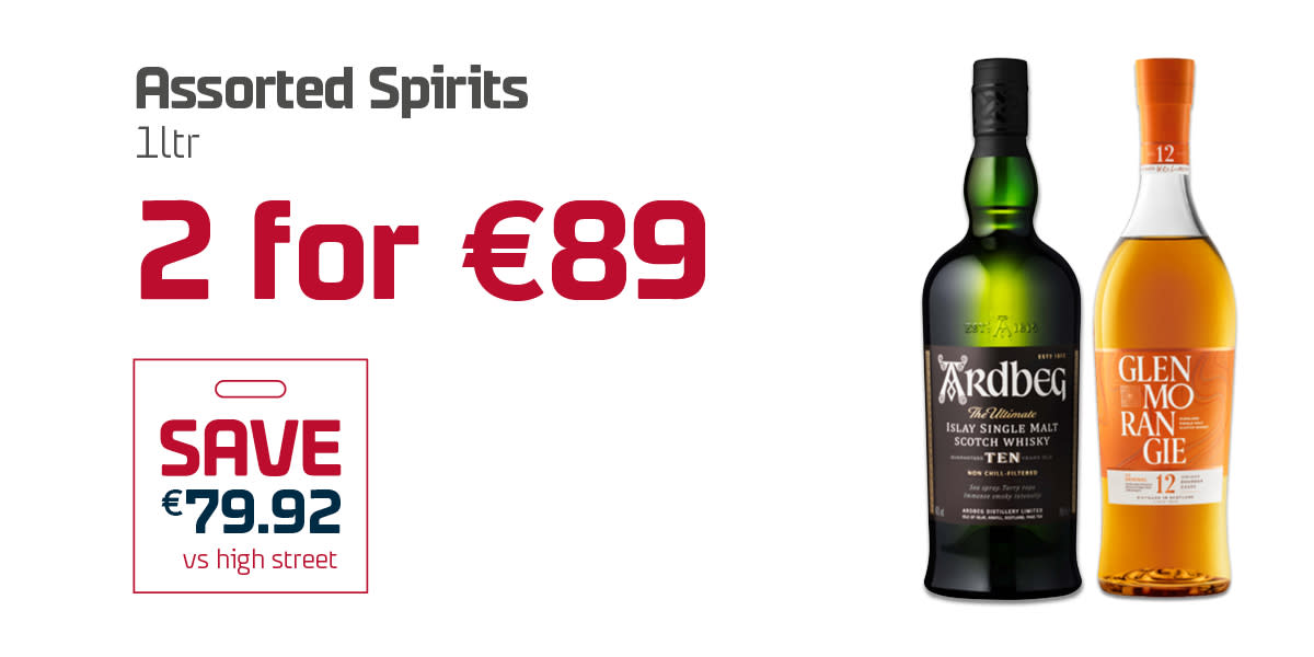 AN Spirits 2 for £89 Duty Free JAN 26