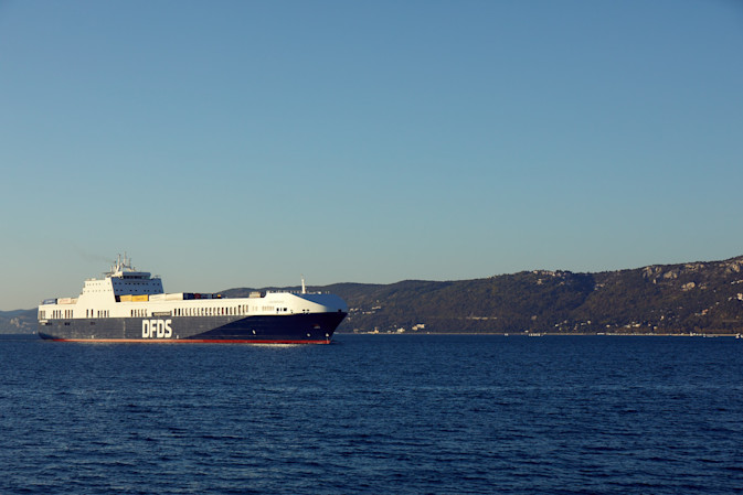 DFDS vessel sailing in the Mediterranean