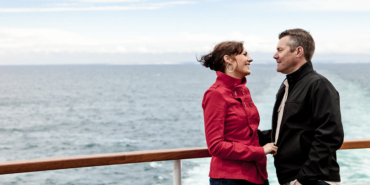 Couple on deck of DFDS ferry