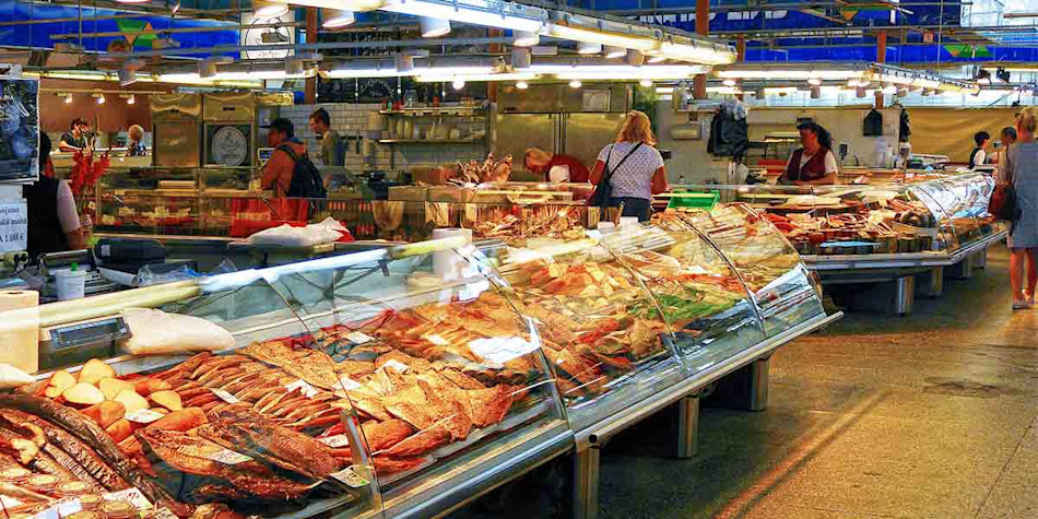 Food counter in Riga