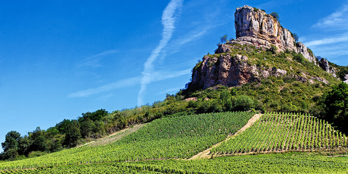 rocks above vineyards, Burgundy