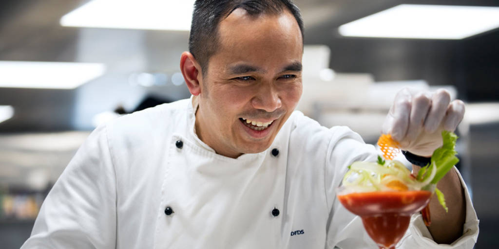 Chef preparing food onboard DFDS ferry