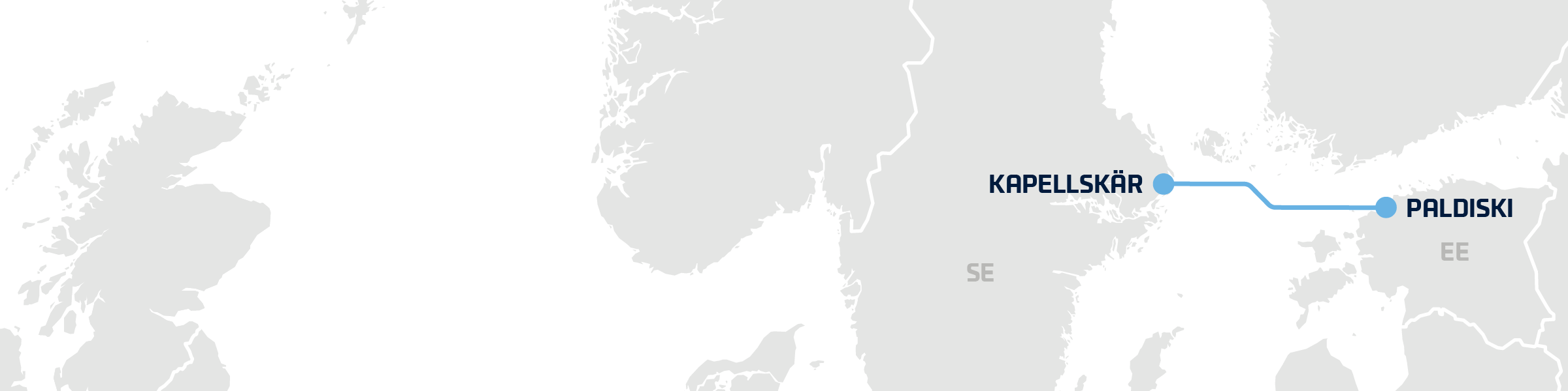 A map showing DFDS' freight shipping route between Paldiski and Kapellskar Paldiski-Kapellskar hero