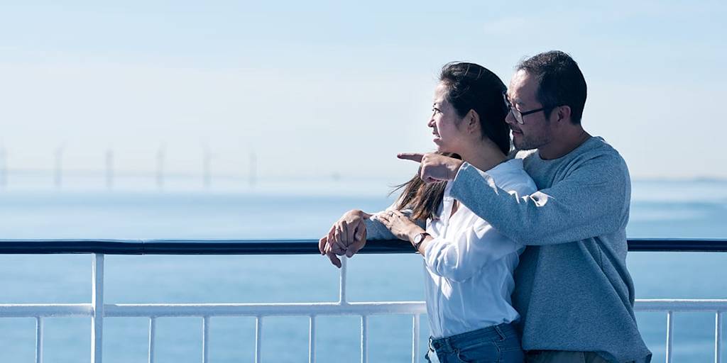 Couple onboard Oslo mini cruise Couple onboard Oslo mini cruise