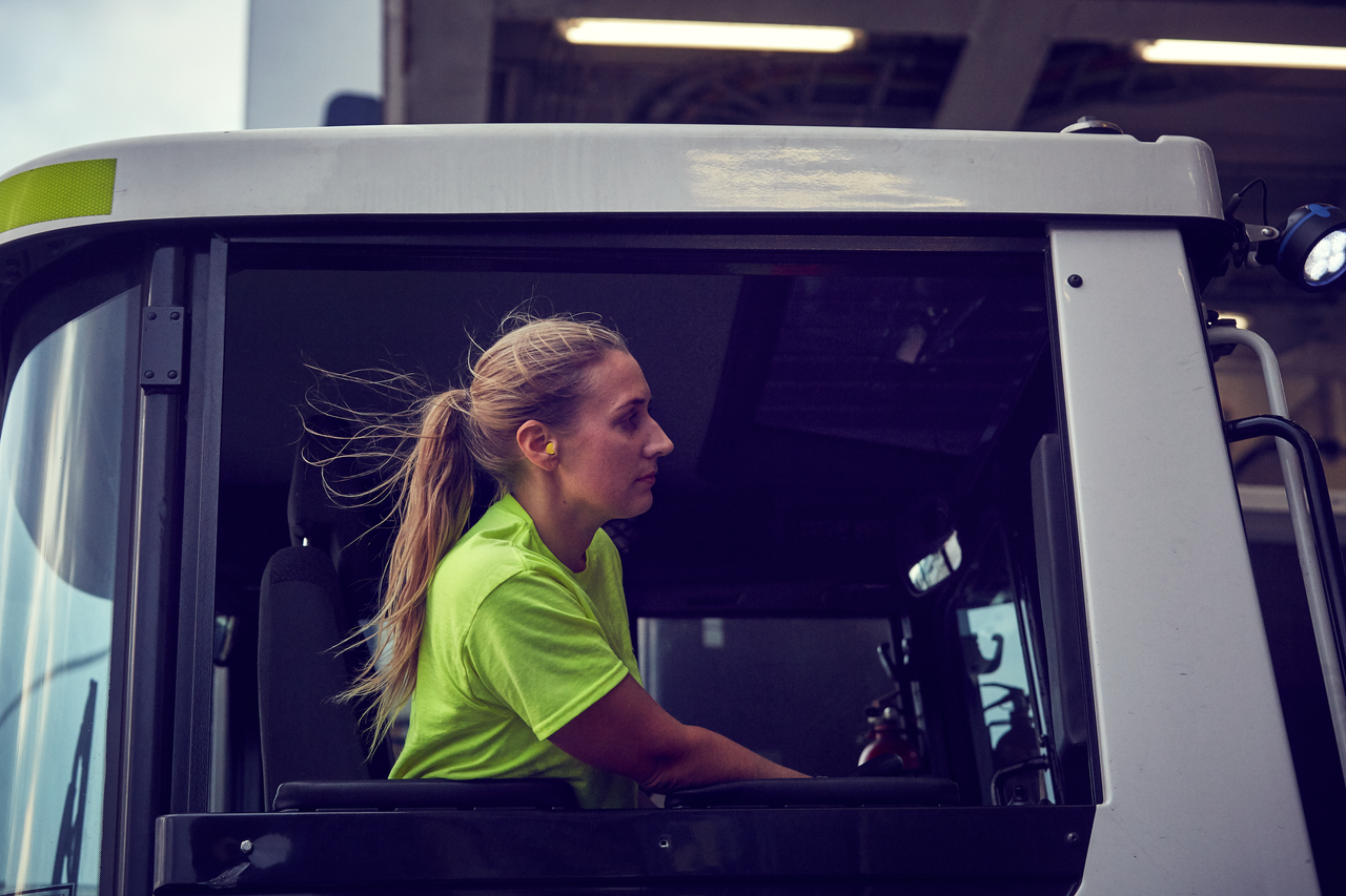 A woman behind the wheel