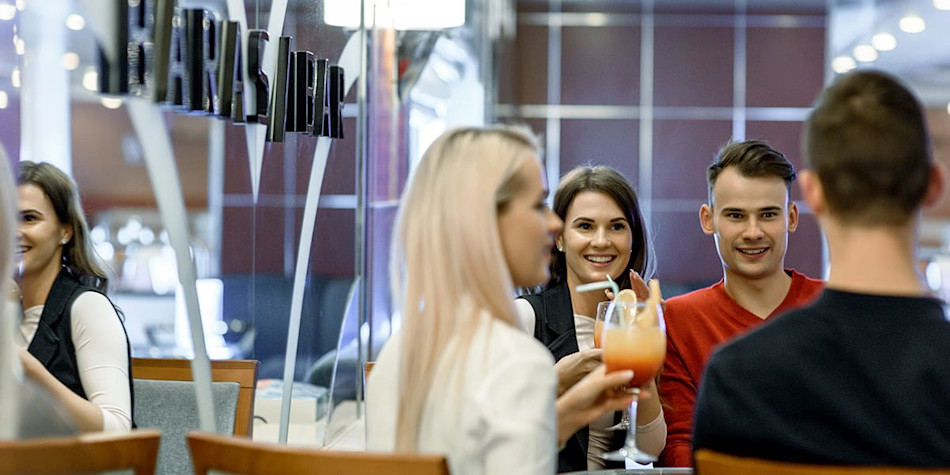 Friends at Bar on baltic ferry