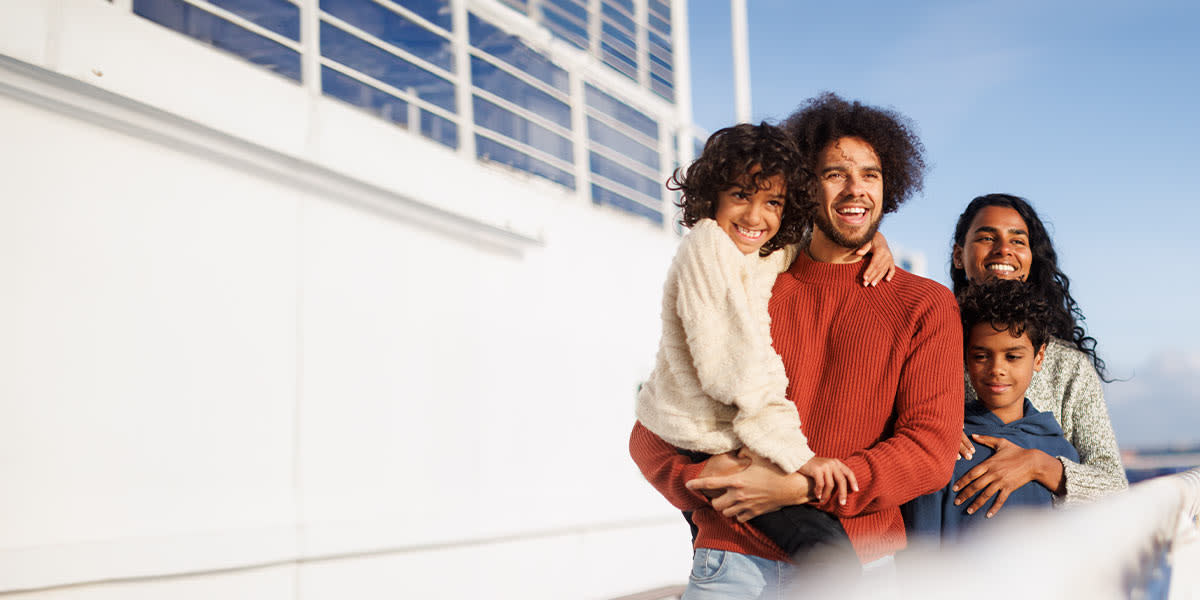 Family on deck of DFDS ferry