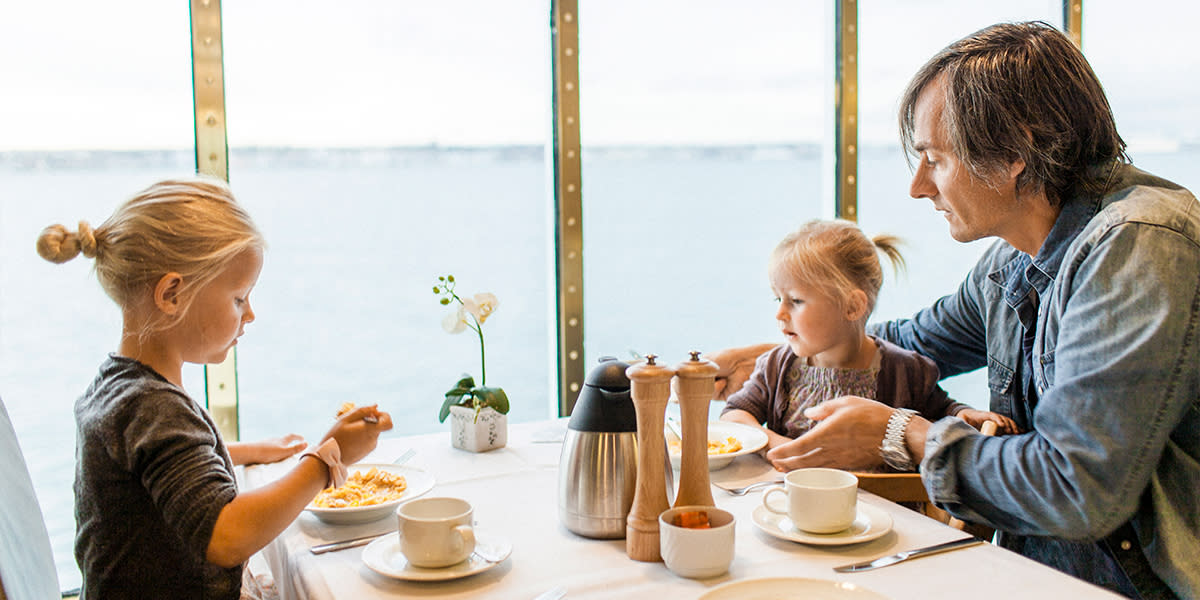 Dining onboard ferry