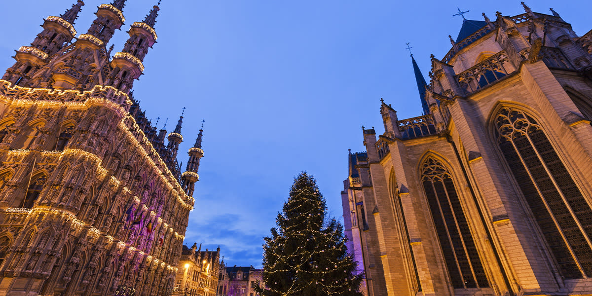 LEUVEN town hall with Christmas tree