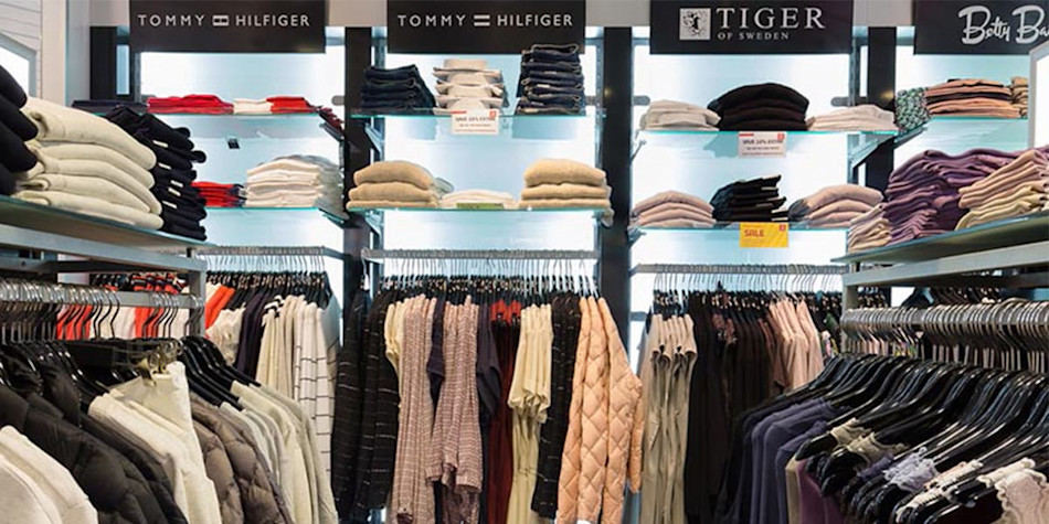 Designer clothing such as Tommy Hilfiger available to purchase onboard the ferry.