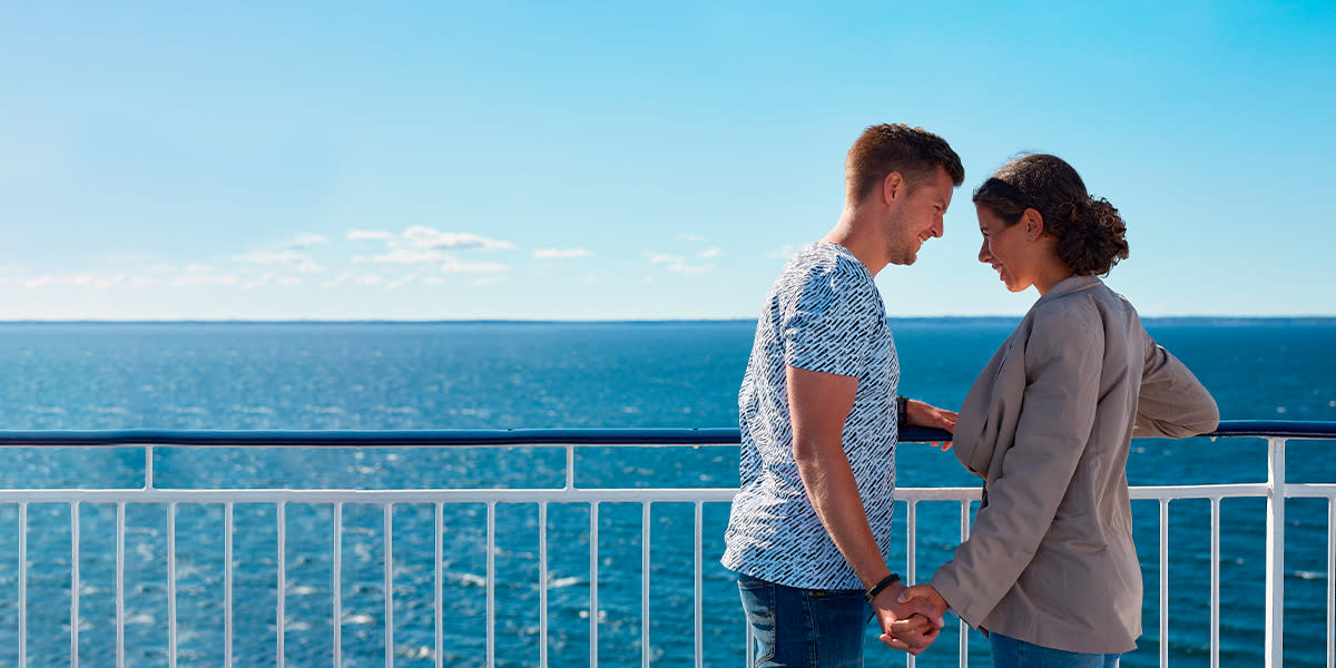 Couple on deck of DFDS ferry