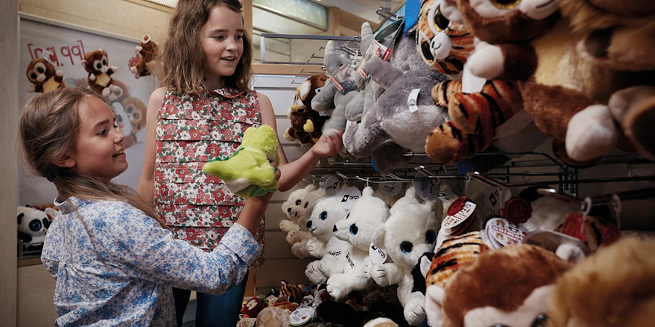 Children in the Dunkirk shop with toys