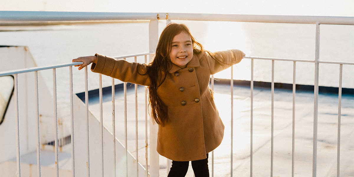 Little girl on deck of DFDS ferry