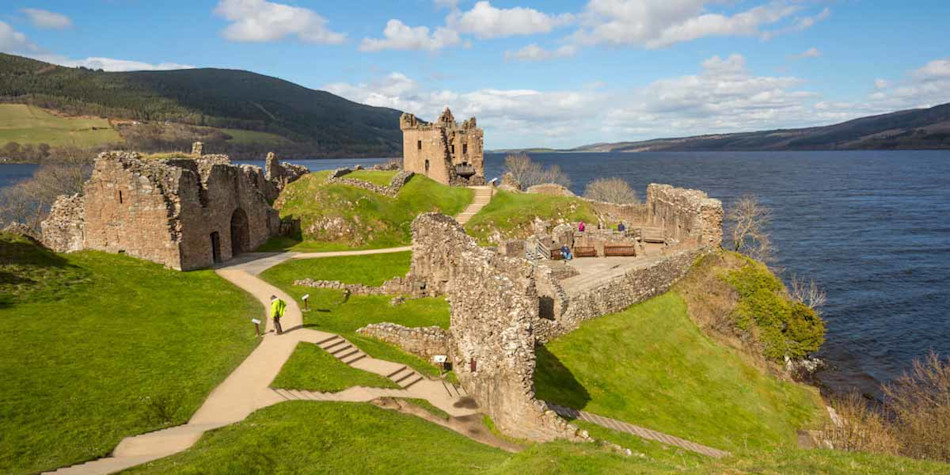 Castle ruins over Loch Ness, Scotland