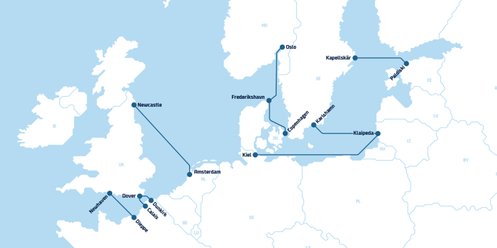 DFDS Route Map - PASSENGER