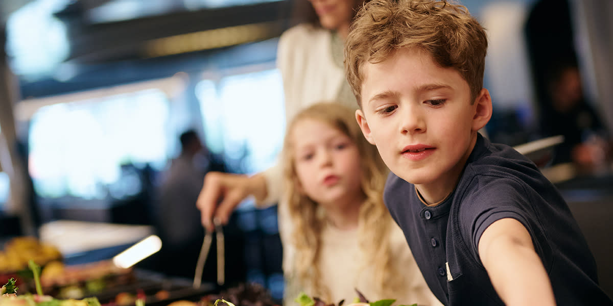 Family at the buffet