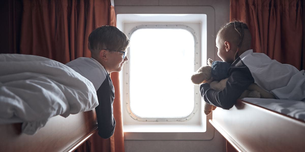 Children in the cabin onboard Klaipeda-Kiel
