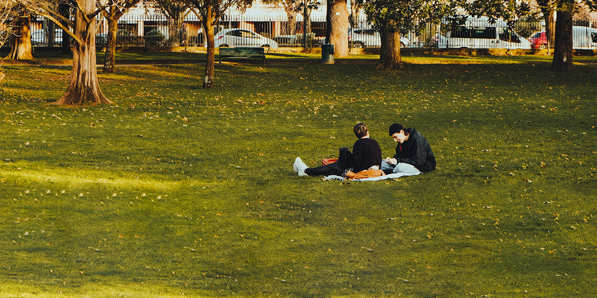 People relaxing in a park