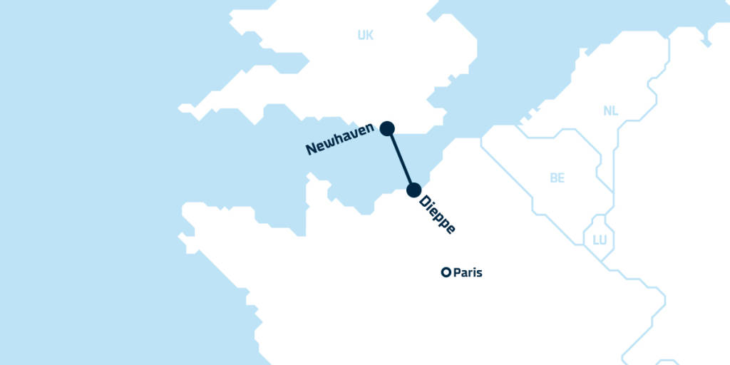 Newhaven to Dieppe route map