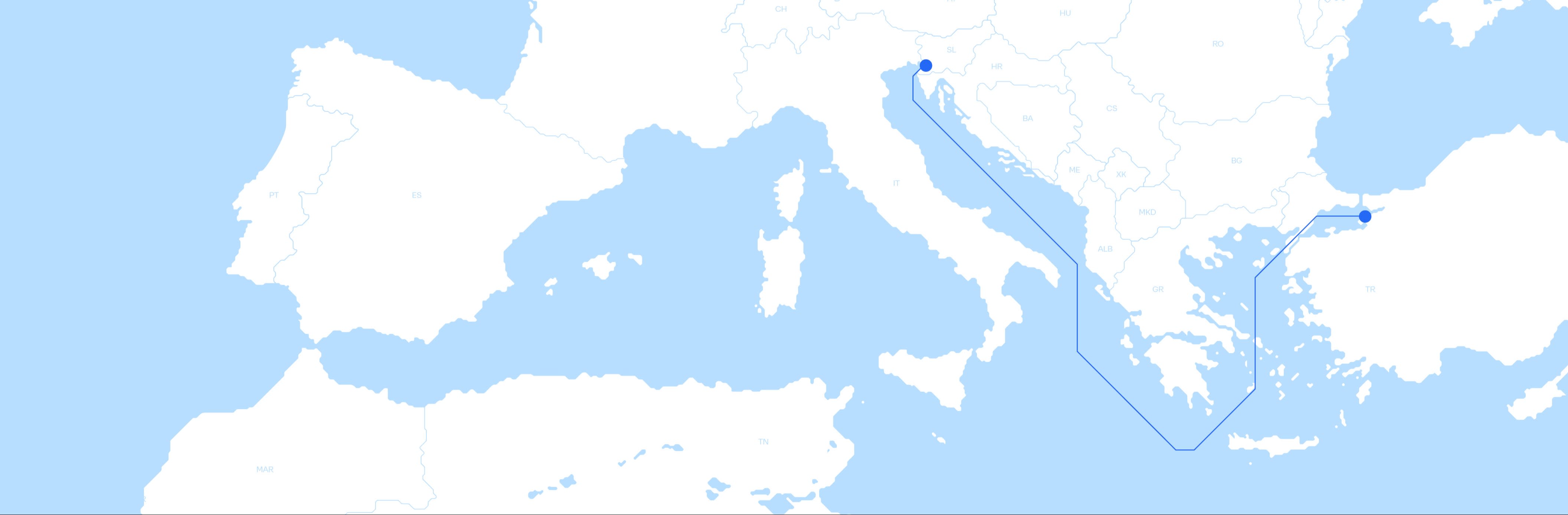 Yalova-Trieste hero map