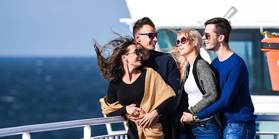 Group of friends on deck 