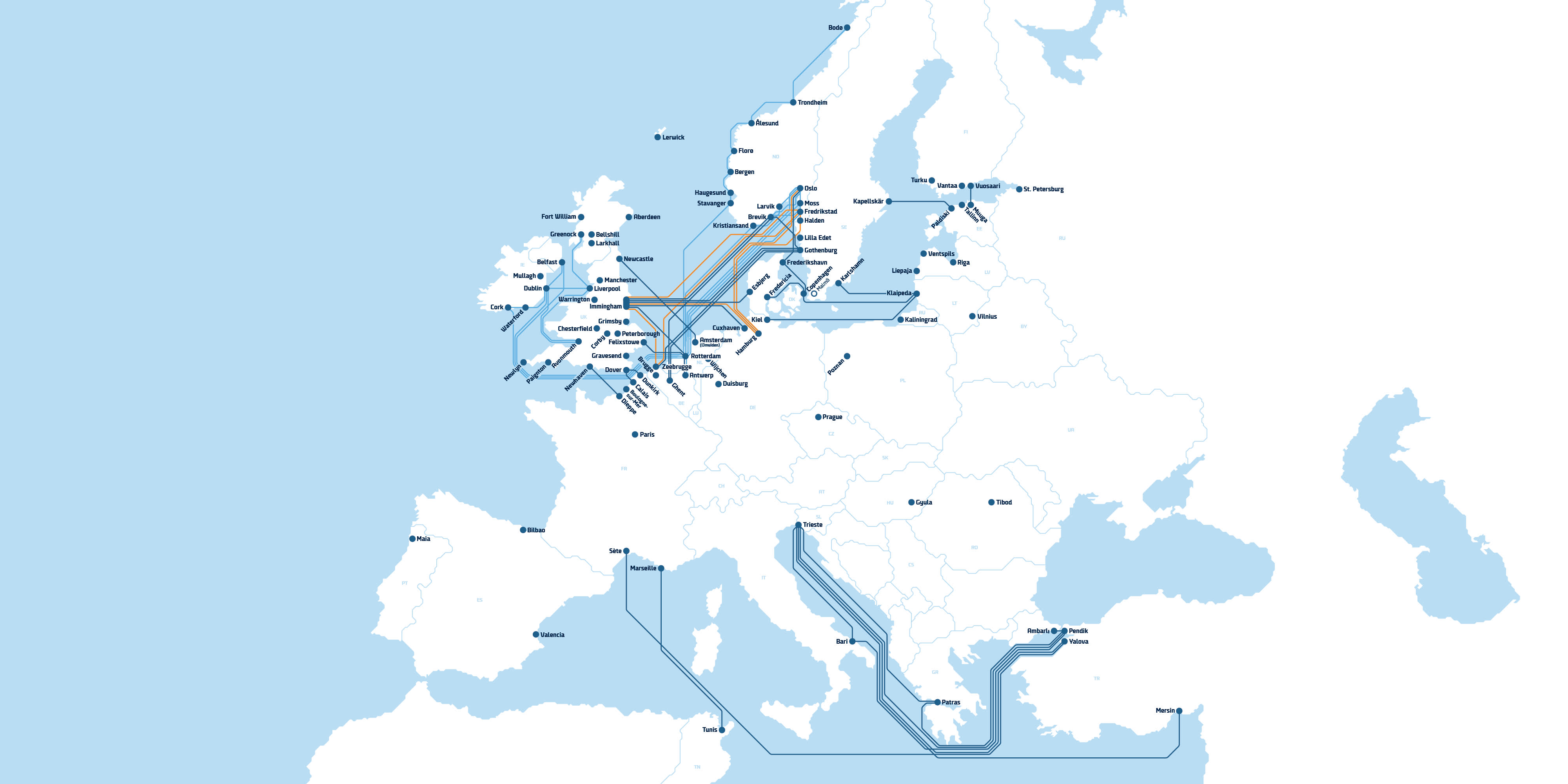 Mediterranean Ferry Routes Map Shipping Routes & Schedules | Freight Shipping Services - Dfds | Dfds (Int)