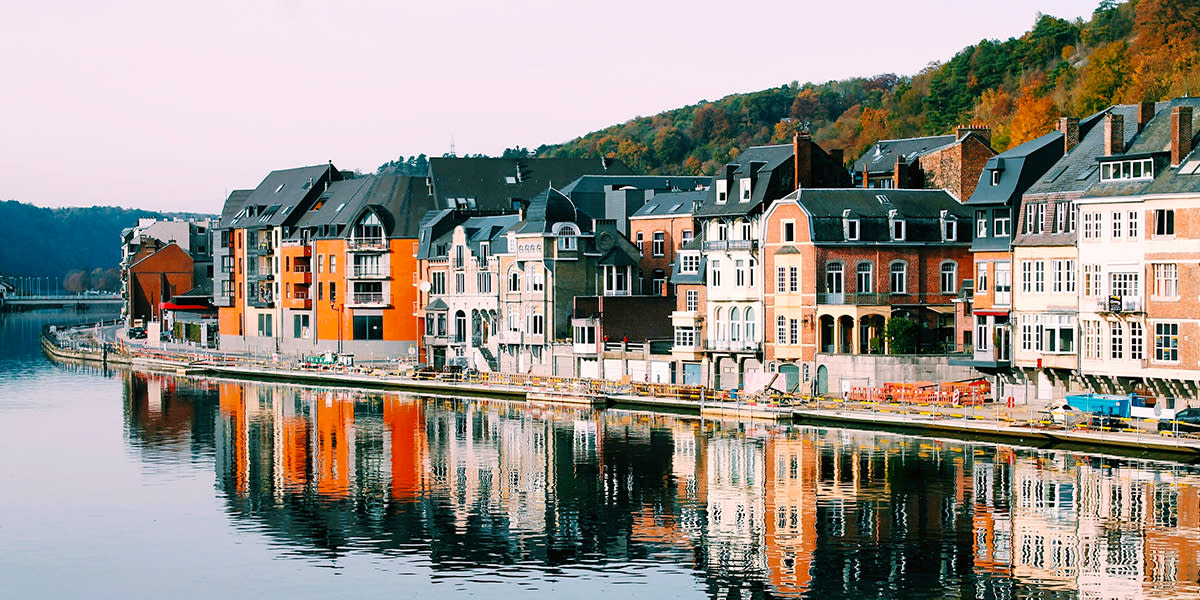Belgium, houses on a lake