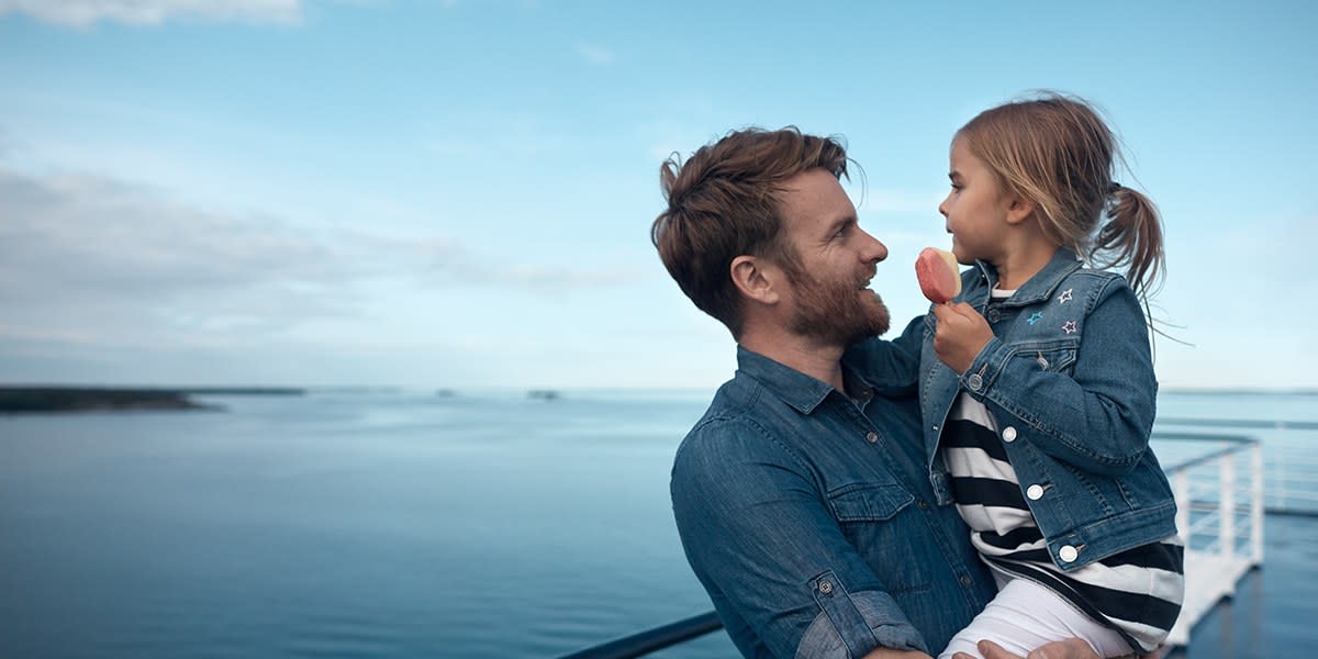 Father and daughter on the deck