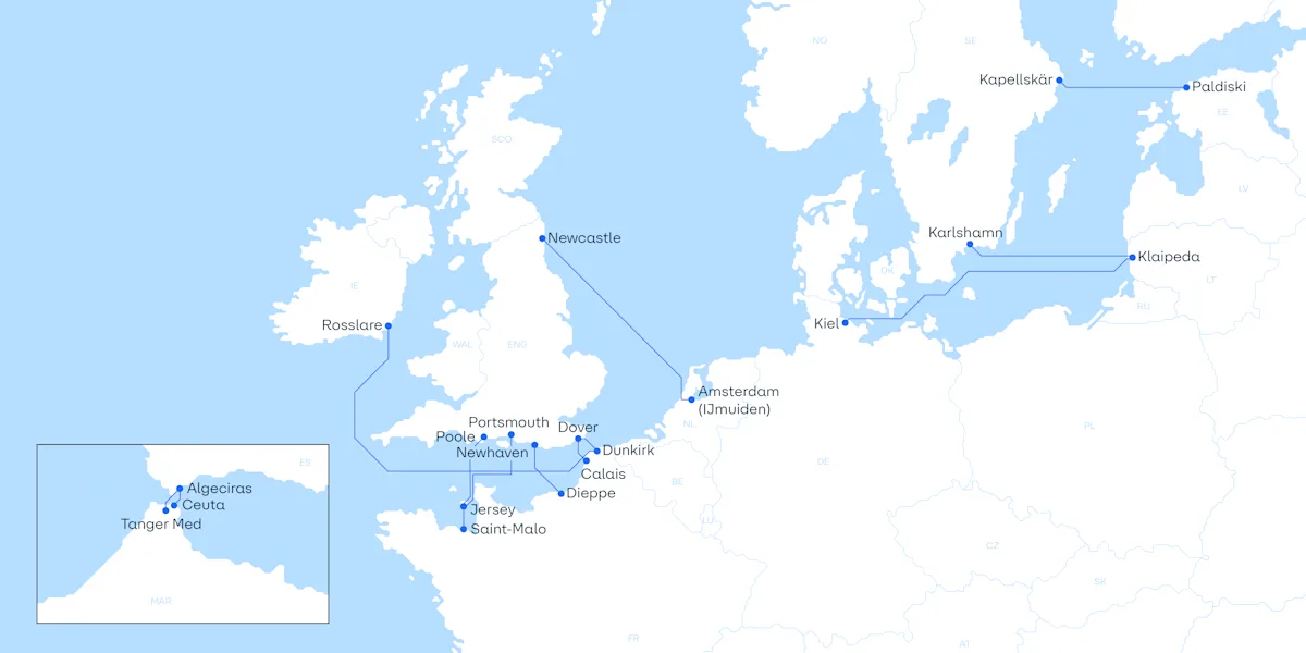 DFDS ferry transporting goods and passengers