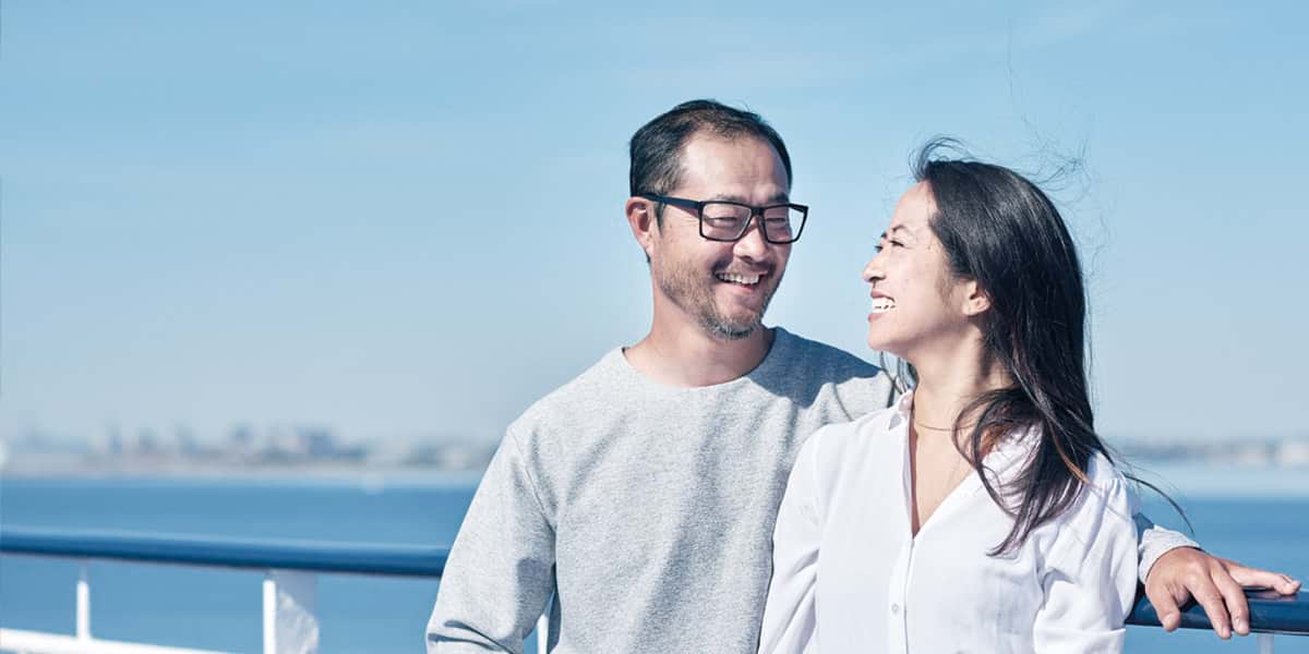 Couple on deck of DFDS ferry