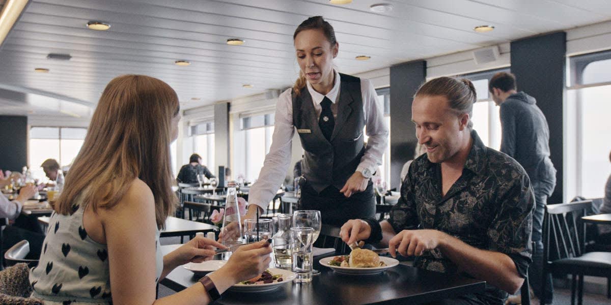 Dinner service onboard DFDS ferry