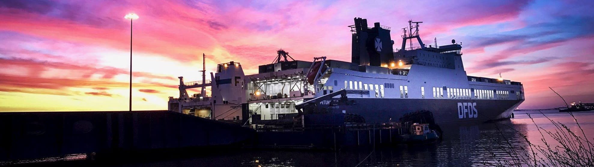 DFDS vessel in Sunset