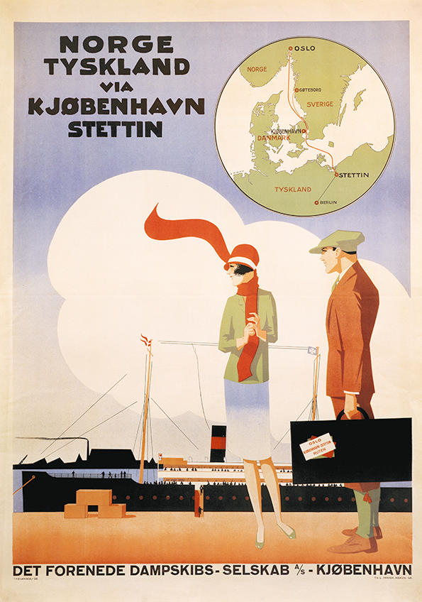 car-017 Poster tradition, Norge Tyskland via Kjøbenhavn Stettin