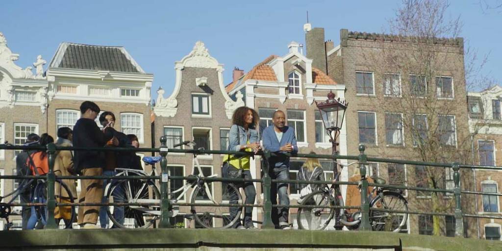 Group overlooking the canal in Amsterdam