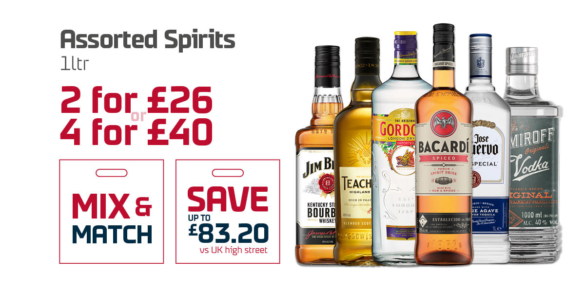 2 for £26 Spirits Duty Free JAN 26 JE