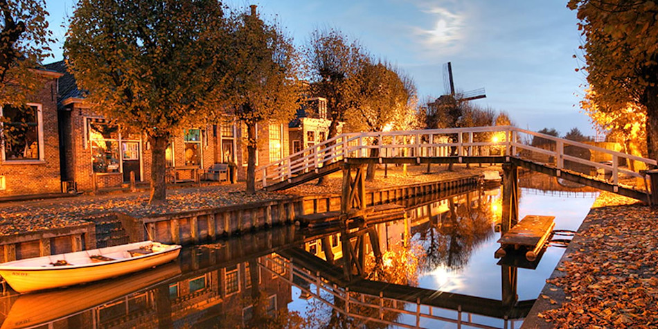 Canal in Holland in the evening 