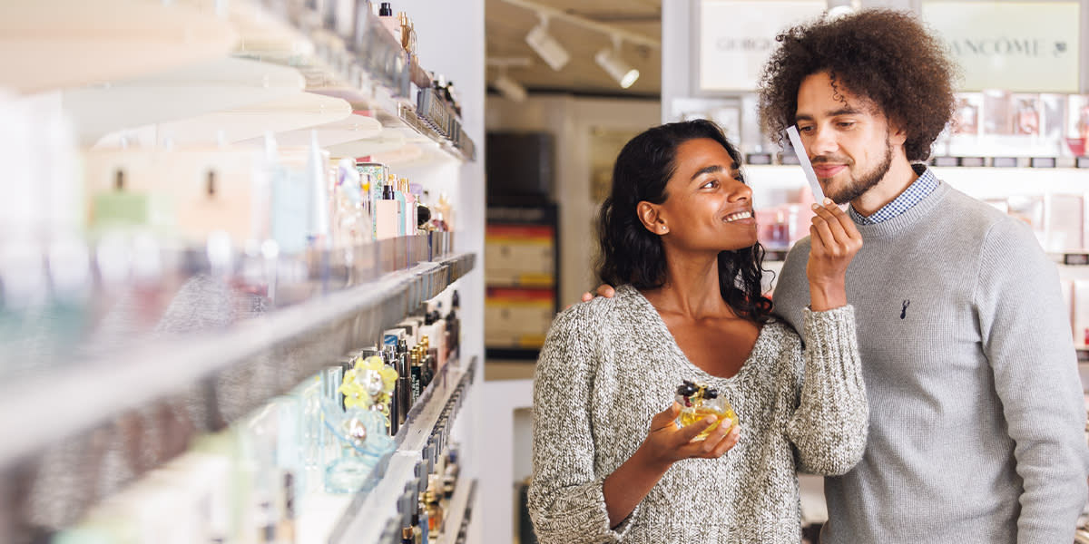 Couple in Duty Free on board shop AN