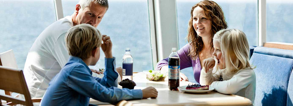 Family eating onboard dieppe-newhaven ferry