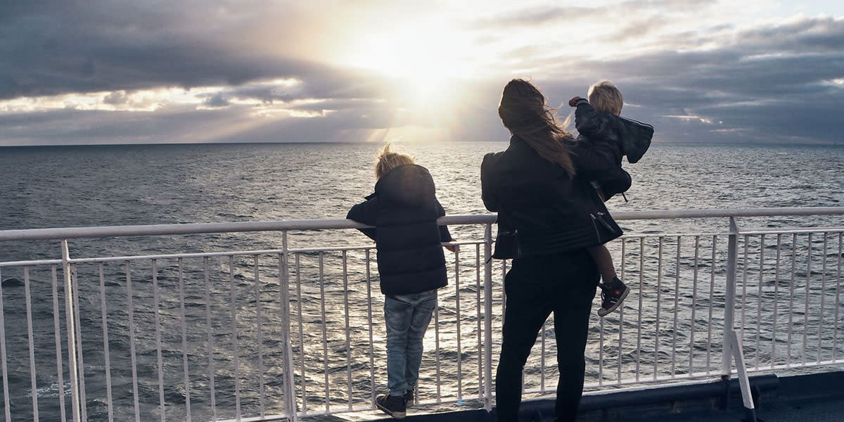 Family on deck of Newcastle-Amsterdam ferry