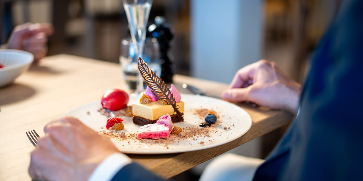 Ice cream dessert in North Sea Bistro on Newcastle to Amsterdam ferry Ice cream dessert in North Sea Bistro on Newcastle to Amsterdam ferry