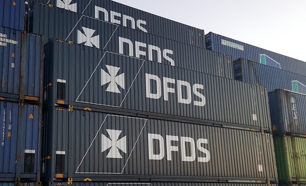 DFDS containers blue