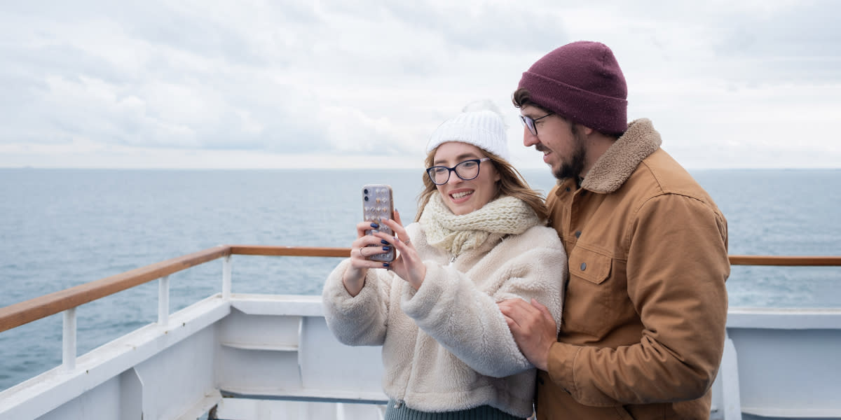 Couple on the deck of a DFDS ferry
