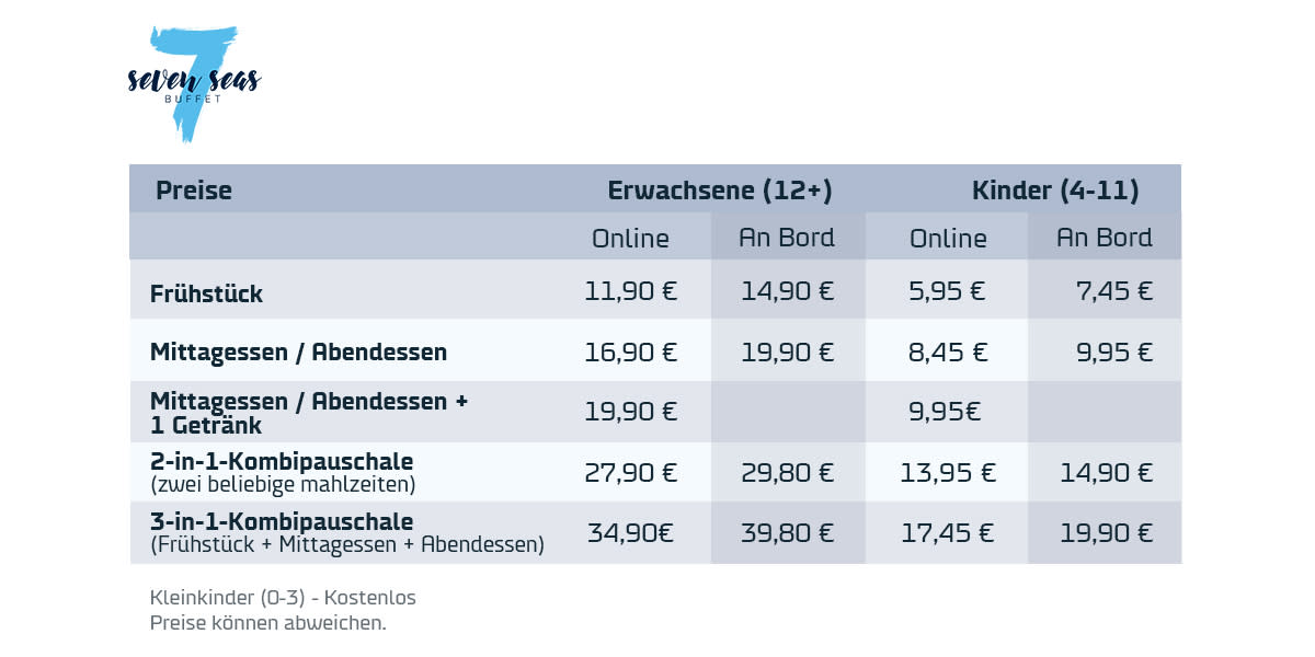 7 Seas Buffet prices on Klaipeda-Kiel route