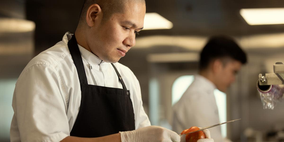 Chef preparing a dish onboard DFDS ferry