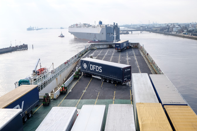 DFDS trailers are loaded on to a vessel